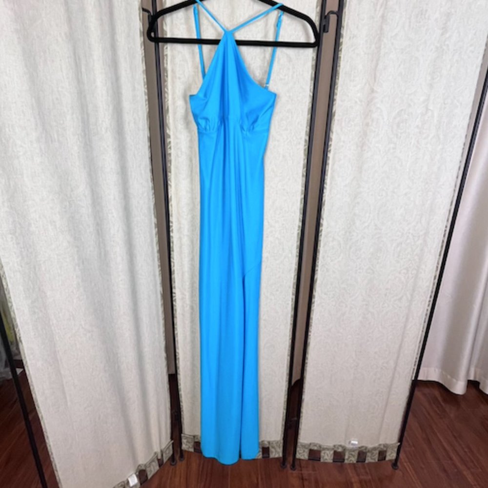 Women’s dress, Fashion Nova_Sky Blue_Gown, Measurements: 62 inches in length